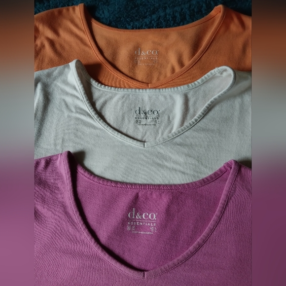 Denim&Co set of 3 Perfect Jersey v-neck elbow sleeve tops Medium - Picture 2 of 8